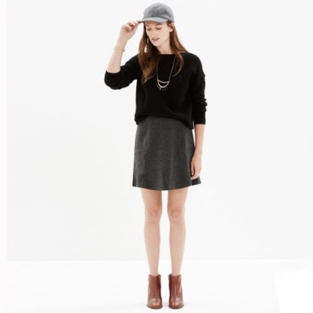 Madewell Wool Boulevard Micro Mini Skirt in Grey Black charcoal size 8